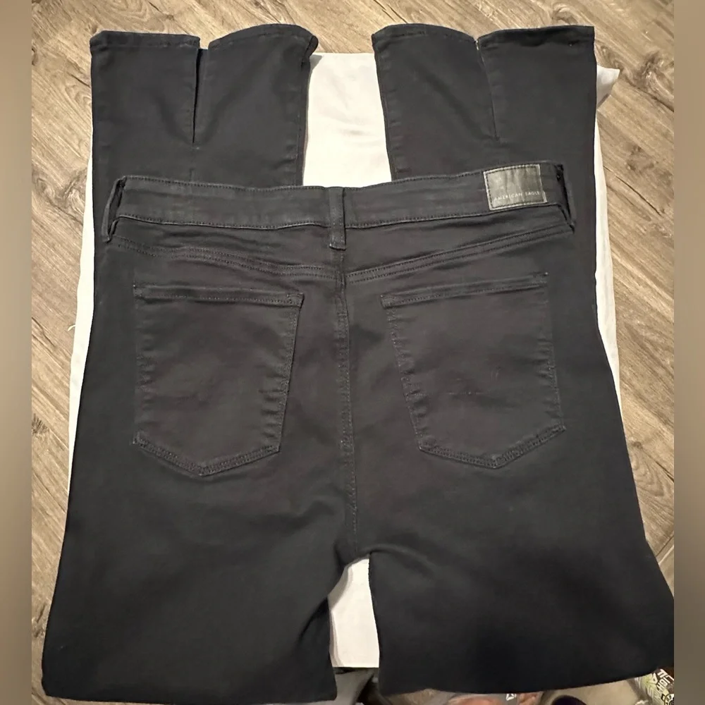 American Eagle Next Level Stretch High Rise Kick Boot Cut Black Jeans - Picture 2 of 8
